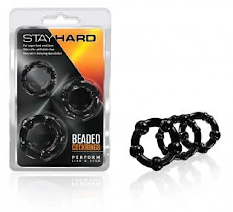 cock ring optimal texture-Stay Hard ''Beaded'' Cockrings -Black