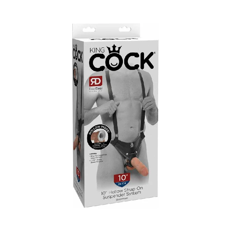 cock ring optimal design-King Cock Adjustable 10 in. Hollow Strap-On Suspender System Beige/Black