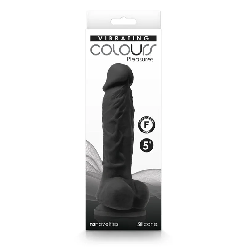 lace v-neck teddy-Dildo-unseen-Colours Pleasures Vibrating 5" Dildo - Black