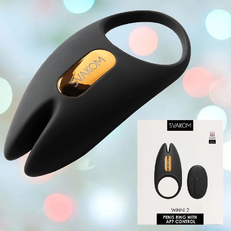 anal toys for sly fun-Svakom Winni 2 Penis Ring w/ App Control (Black)