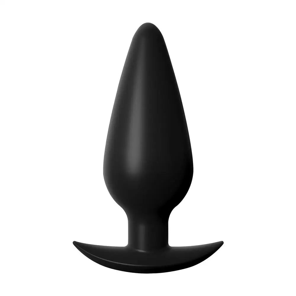 cock ring expert texture-4-inch Pipedream Silicone Black Small Weighted Butt Plug