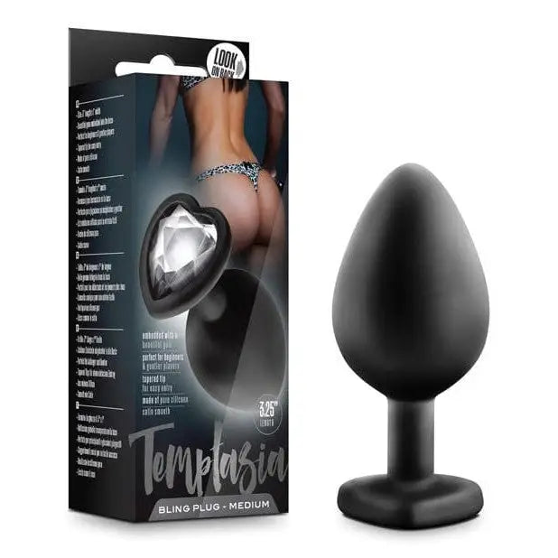 anal toys for cool bliss-Blush Temptasia Bling Plug Medium - Black