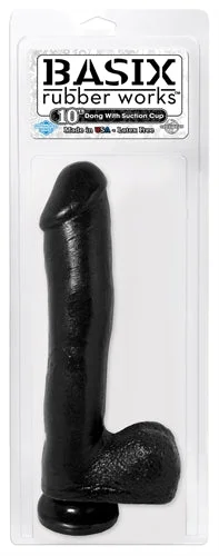 penis-growth-techniques-myths-Basix Rubber Works - 10 Inch Dong With Suction Cup - Black