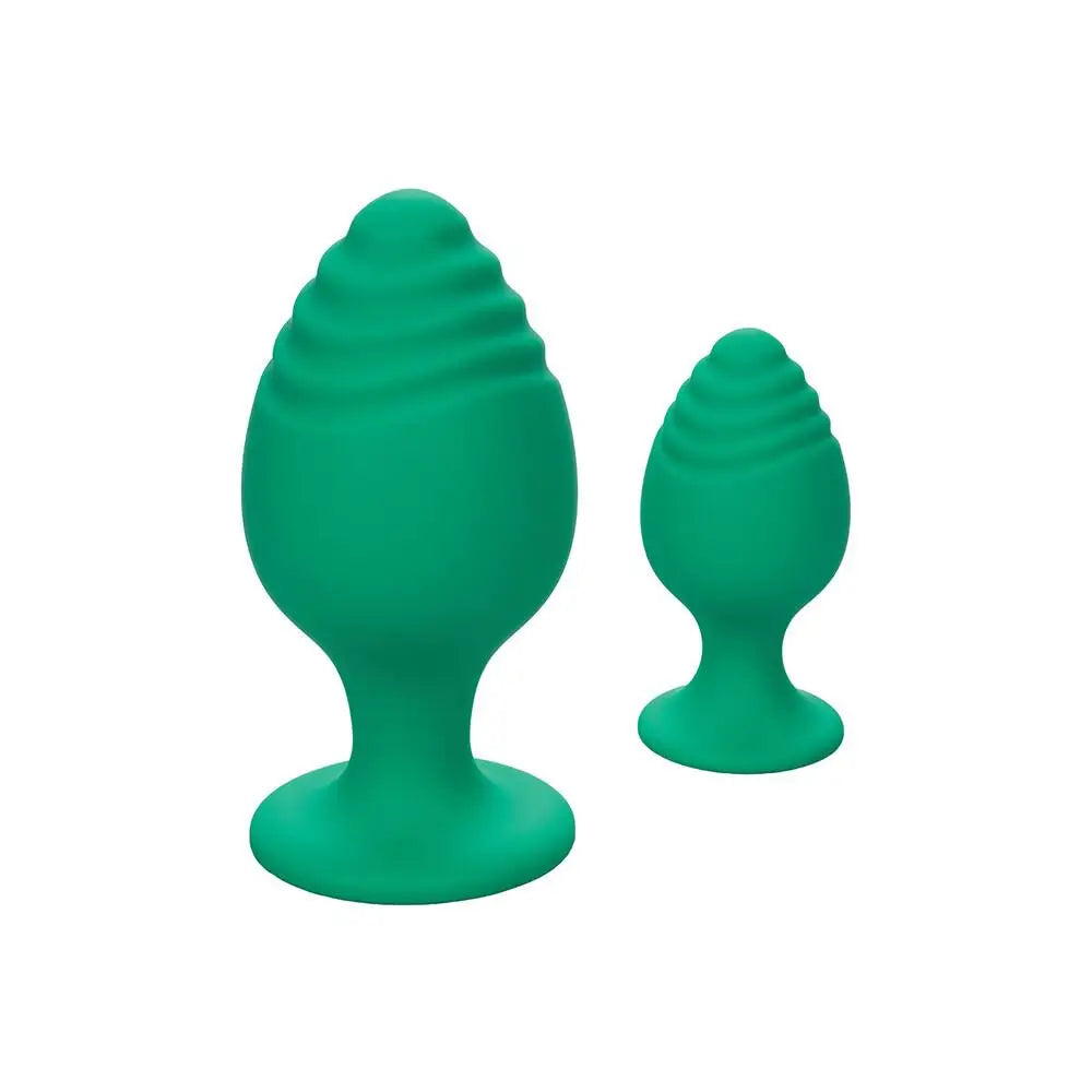 cock ring versatile design-California Exotic Silicone Green Butt Plug Set with Suction Cup