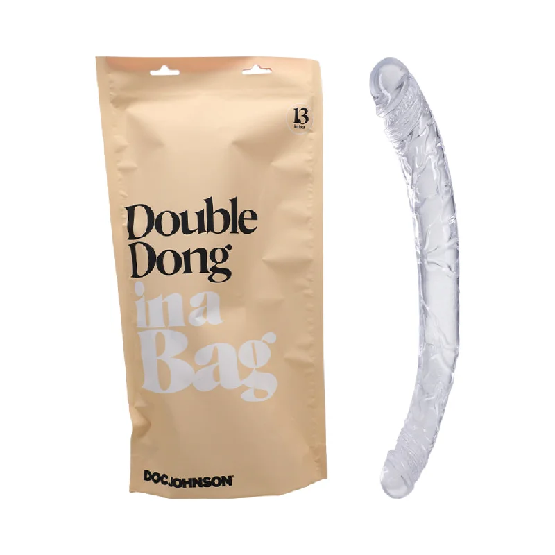 penis-measurement-guide-easy-Doc Johnson Double Dong In A Bag 13 in. Dual Ended Dildo Clear