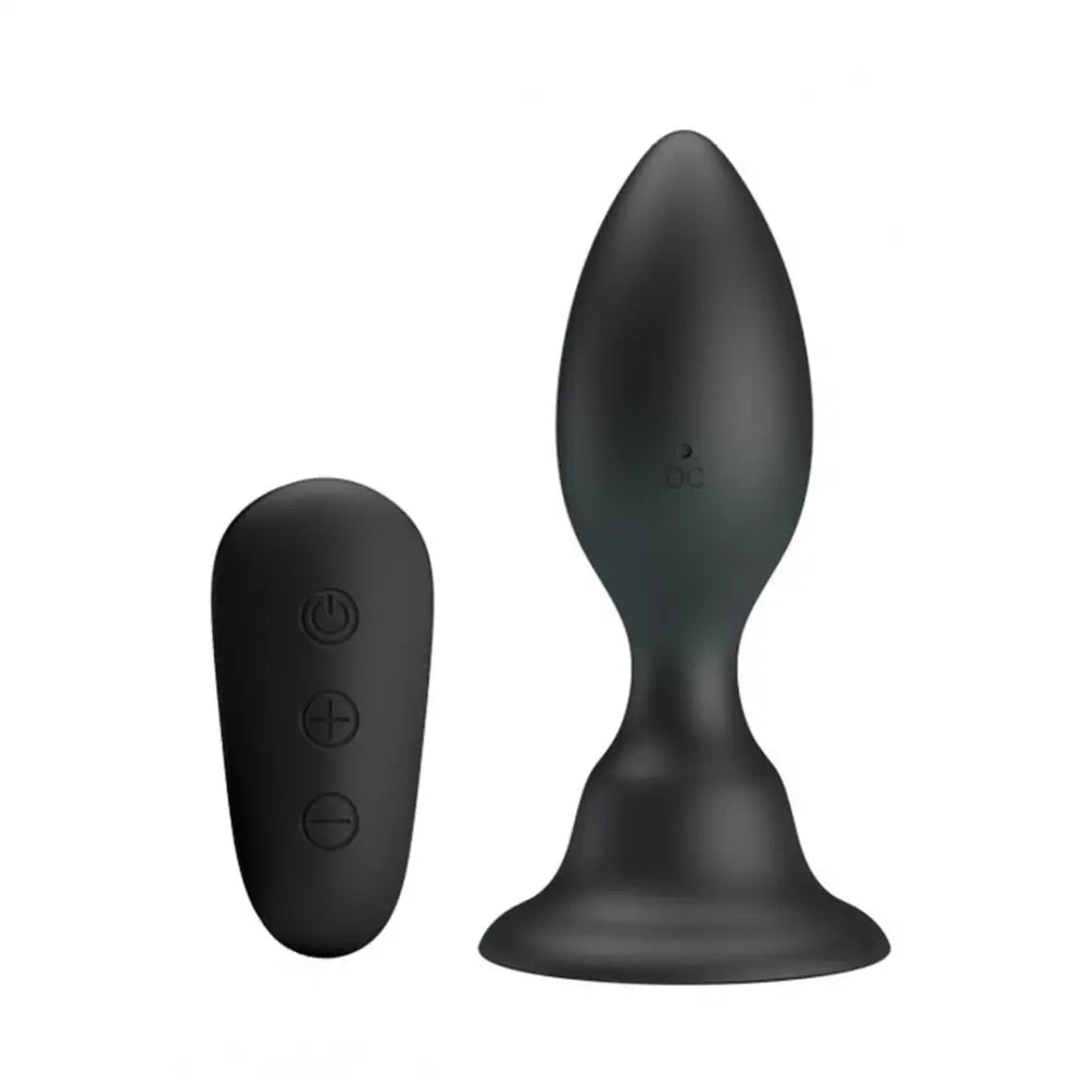 cock ring expert design-4.25-inch Silicone Black Waterproof Rechargeable Butt Plug with Remote