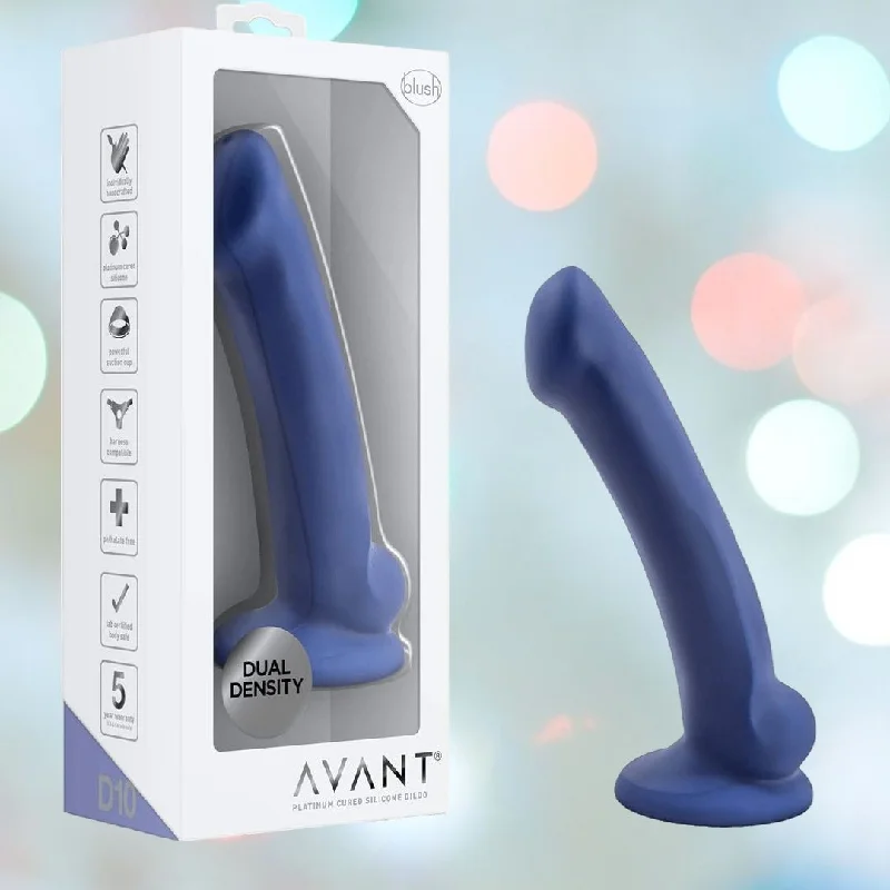 anal toys with mini grip-Avant D10 Ergo MINI 6.5" Non-Porous Silicone Dildo - Indigo