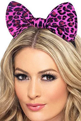 wool sleep cami-Leopard Bow on Headband  Pink and Black