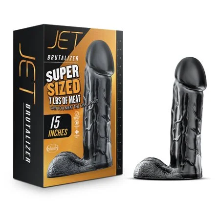 anal toys for priority shipping-Blush Jet Brutalizer Realistic 15 in. Dildo with Balls