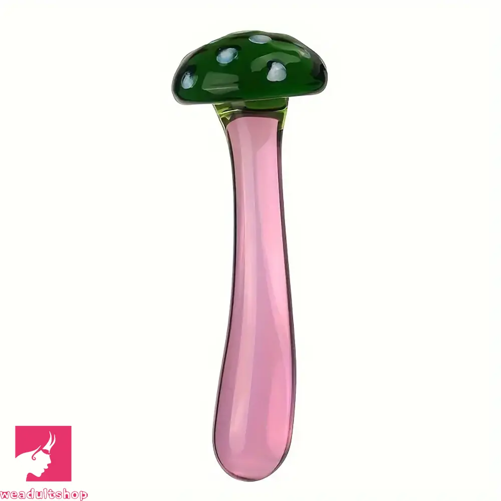 anal toys with etched grip-5.31in Crystal Mushroom Penis Glass Anal Small Dildo Masturbation