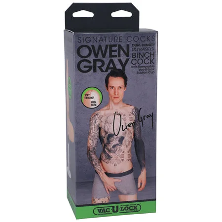 men’s tweed boxers-Dildo-fearful-Signature Cocks Owen Gray ULTRASKYN 8 in. Dual Density Dildo with Removable Vac-U-Lock Suction Cup Beige