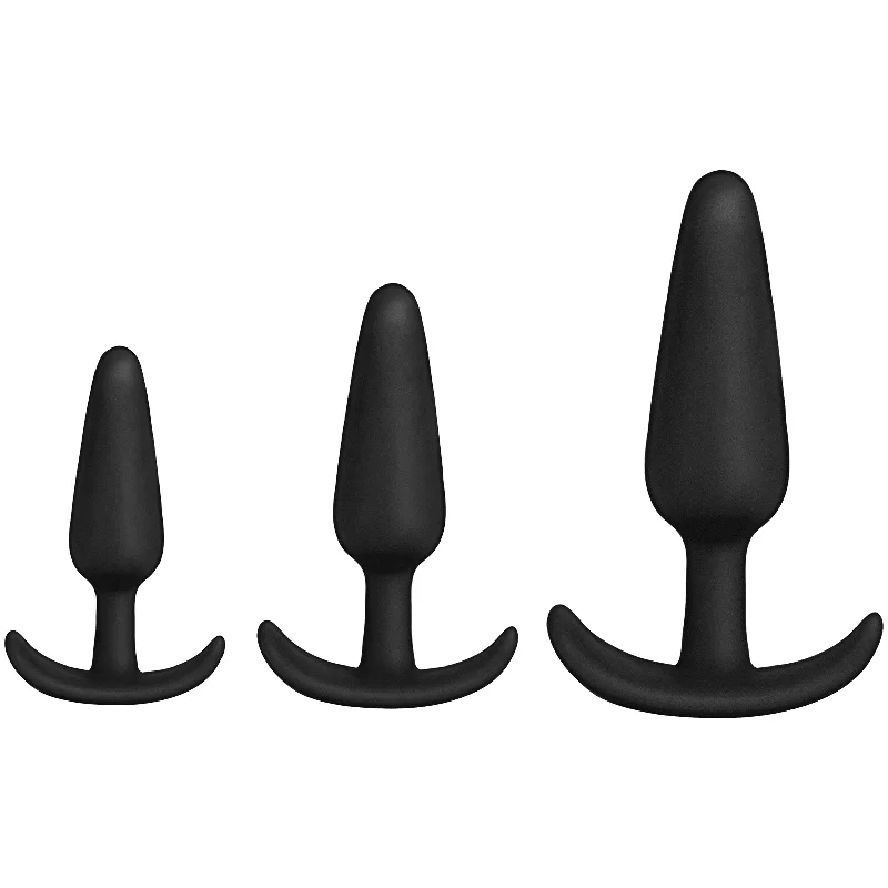 cock ring expert texture-Merci - Tush Trainer - 3 Piece Silicone Set - Black