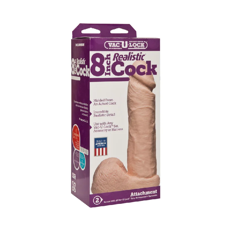 cock ring sensation design-Vac-U-Lock - 8 Inch Realistic Cock White