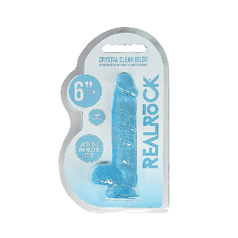 dotted tweed panties-Dildo-chanting-Realrock Crystal Clear Realistic Dildo With Balls 6 In. Blue