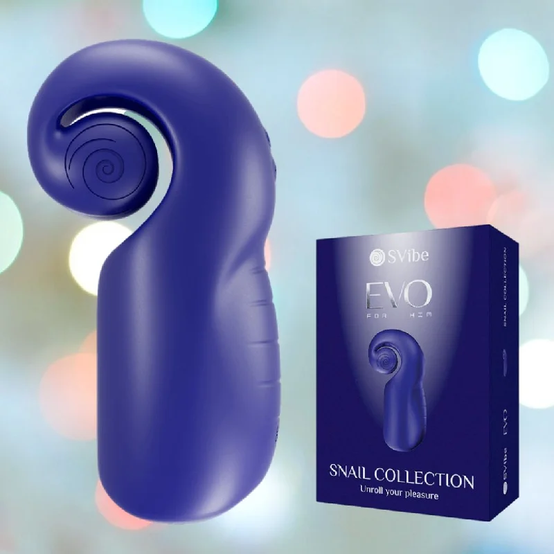 anal toys with round tip-Snail Vibe Evo Rechargeable Male Masturbator (Navy)