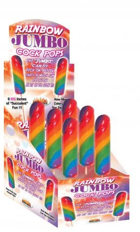 cock ring deep grip-Jumbo Rainbow Cock Pops - 6 Count Display