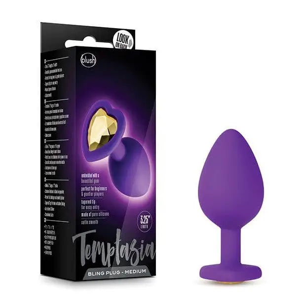 anal toys for fiery nights-Blush Temptasia Bling Plug W/gem Medium - Purple