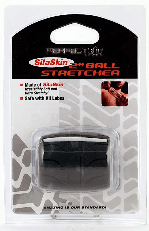 cock ring striking fit-PF SilaSkin 2" Ball Stretcher -Black