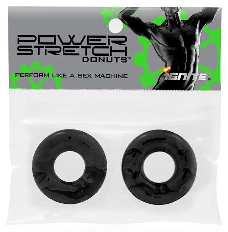 cock ring wet grip-Ignite ''Power Stretch Donuts'' 2Pk -Blk