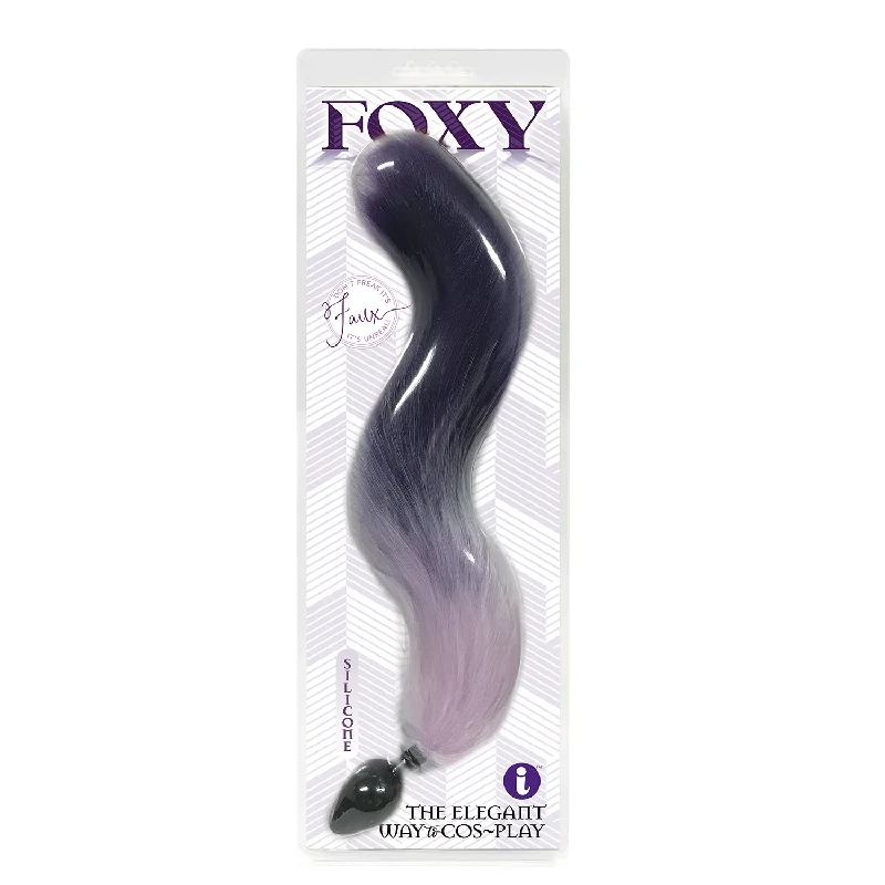 cock ring value texture-Foxy Fox Tail Silicone Butt Plug - Purple Gradient