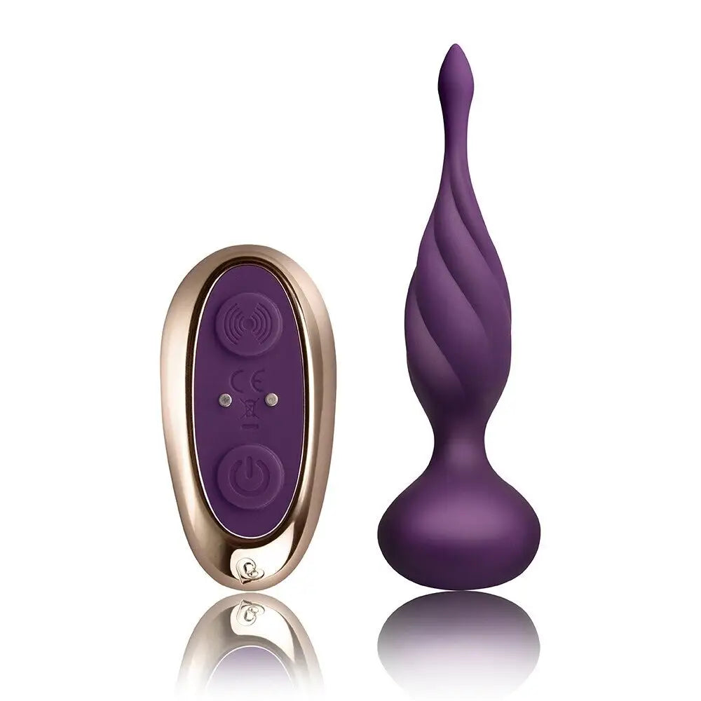 cock ring chic grip-5.5-inch Rocks off Silicone Purple Rechargeable Butt Plug with Remote