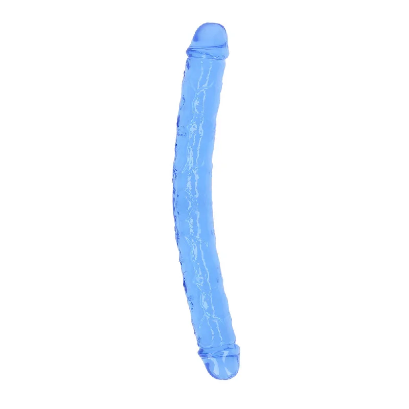 penis-infection-prevention-guide-RealRock Crystal Clear Double Dong 13 in. Dual-Ended Dildo Blue