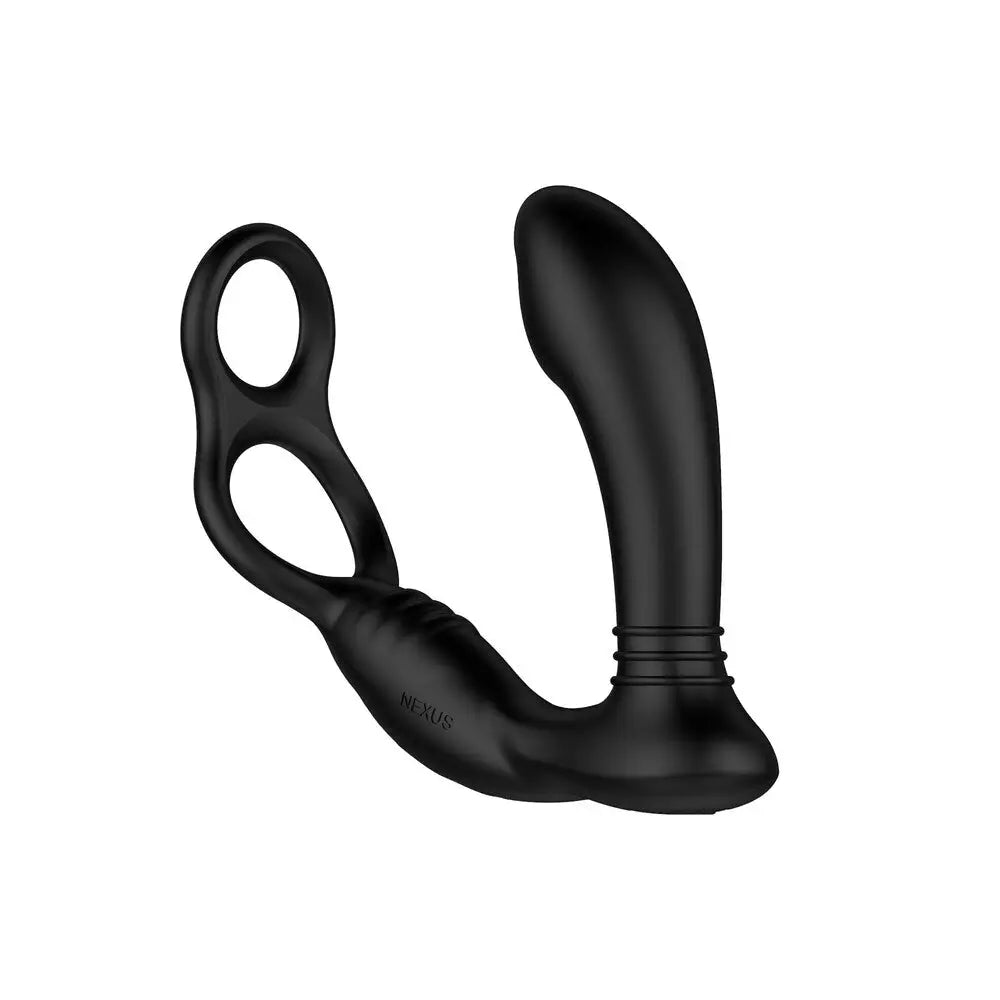 cock ring optimal grip-Nexus Silicone Black Rechargeable Butt Plug with Cock and Ball Ring