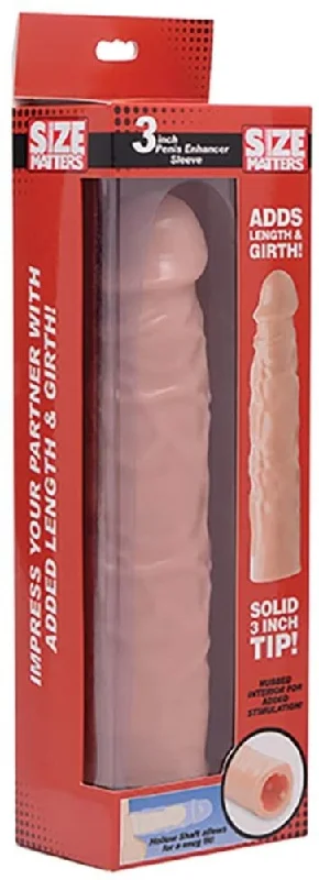 cock ring vivid finish-Size Matters 3'' Penis Sleeve -Flesh