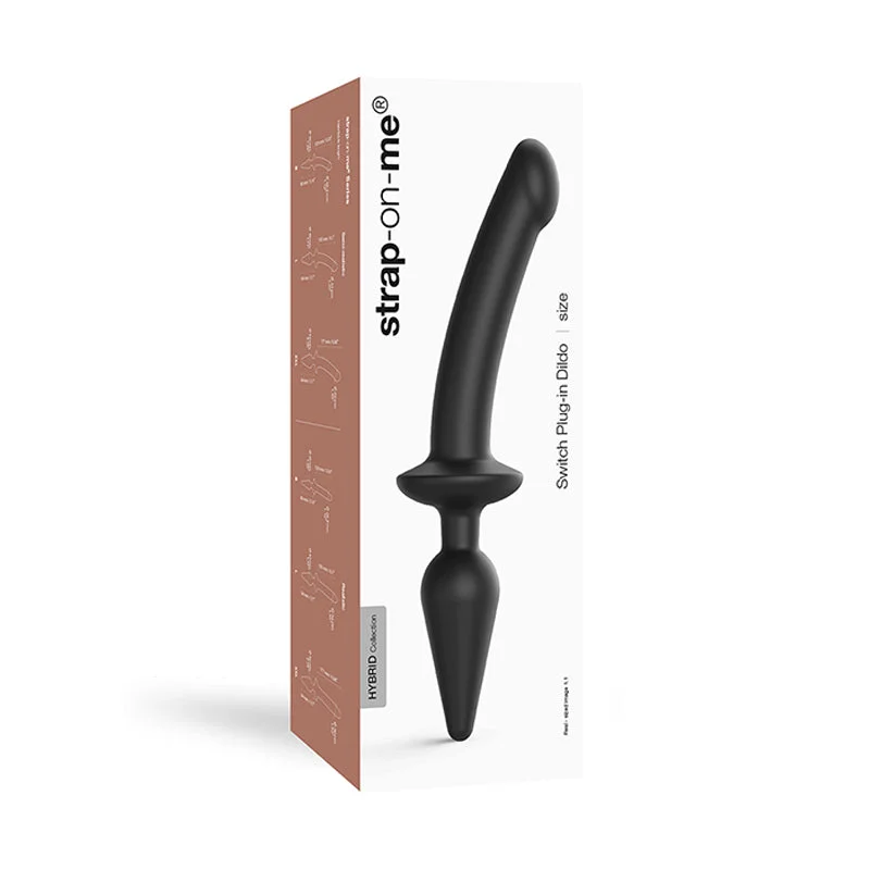 suede lingerie harness-Dildo-whistling-Strap-on-me Hybrid Collection Switch Plug-in Realistic Dildo Dual-ended Black L