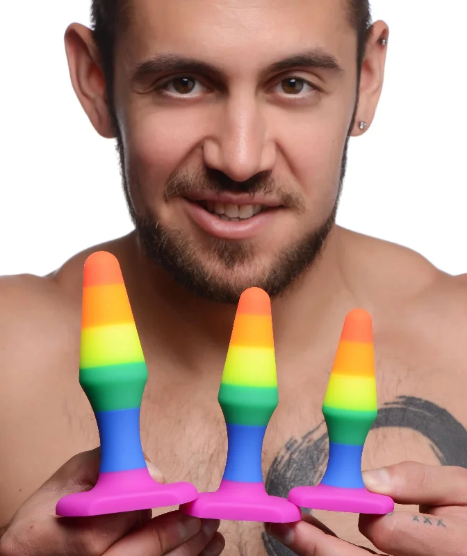 anal toys with rough grip-Rainbow Ready Silicone Anal Set