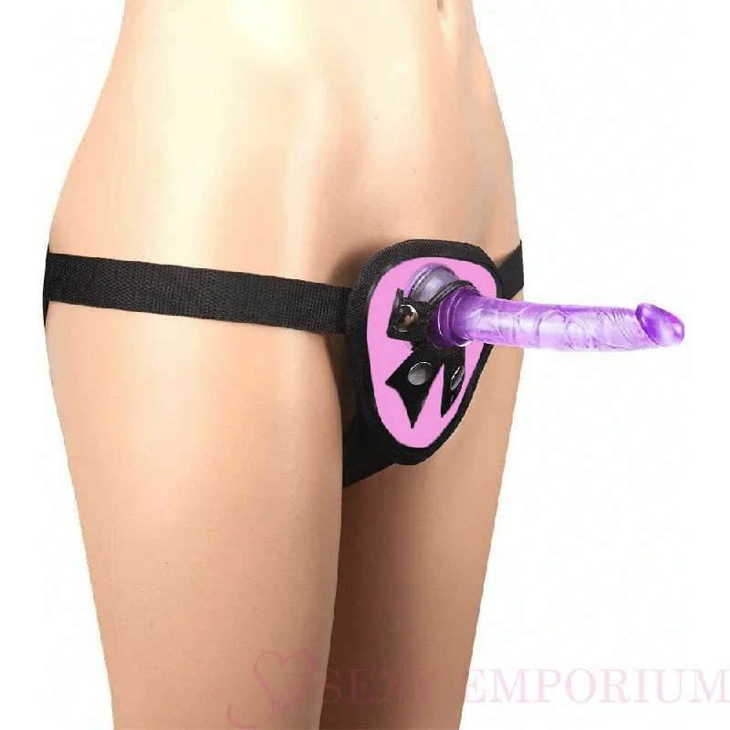 anal toys for daring fun-Purple Anal Starter Strap-On Dildo with Pink Harness