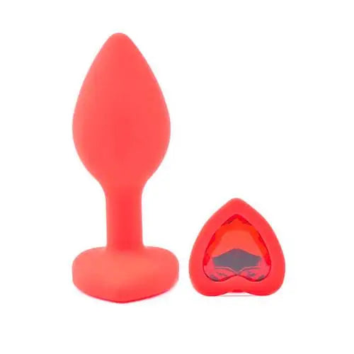 cock ring budget design-3-inch Silicone Red Small Heart Shaped Diamond Base Butt Plug