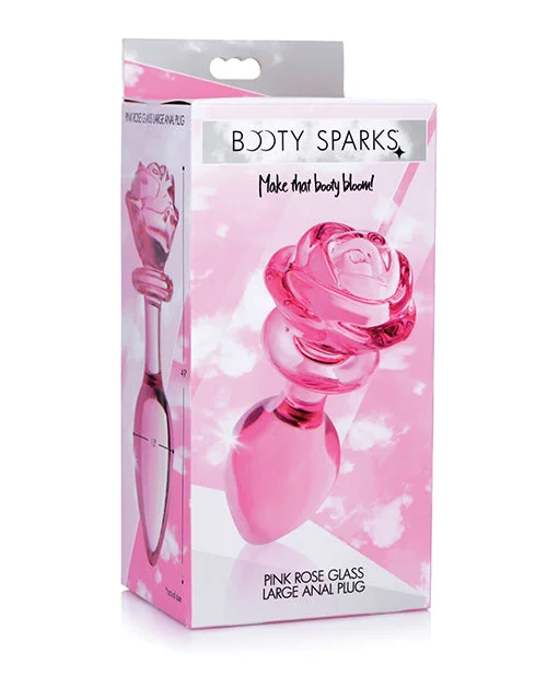 anal toys for zesty vibes-Booty Sparks Pink Rose Glass Anal Plug