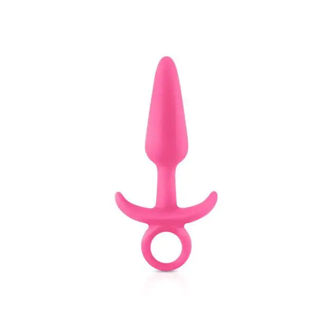 cock ring tight texture-4.3-inch Ns Novelties Silicone Pink Small Butt Plug with Finger Loop