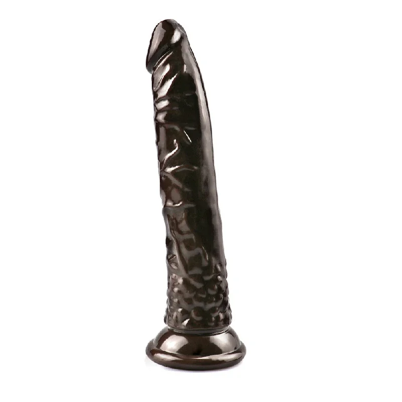 suede bralette black-Dildo-sacred-8 Inch small straight coffee dildo