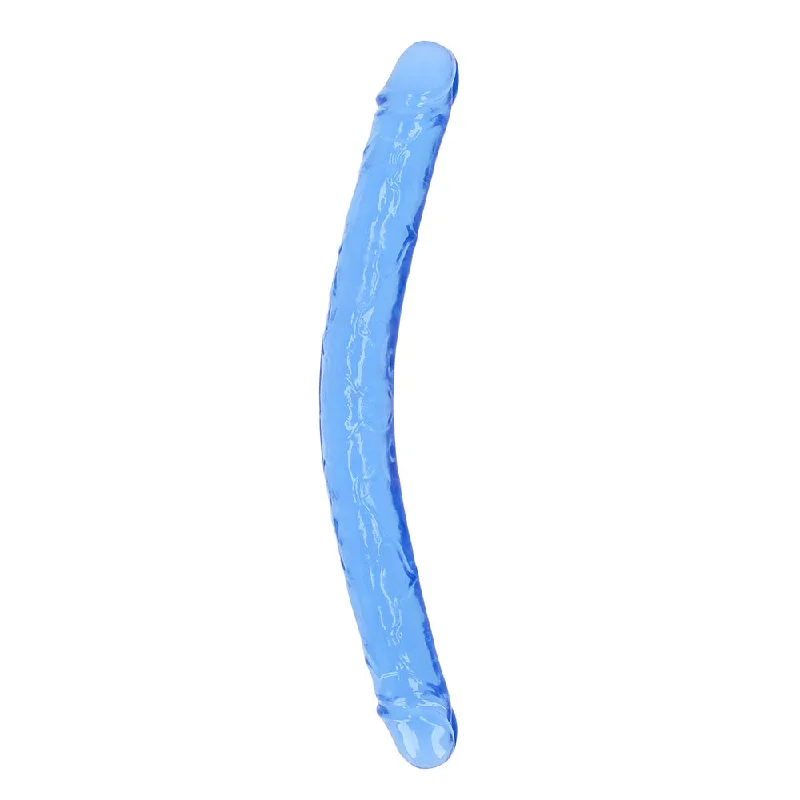 penis-care-for-cold-weather-RealRock Crystal Clear Double Dong 18 in. Dual-Ended Dildo Blue