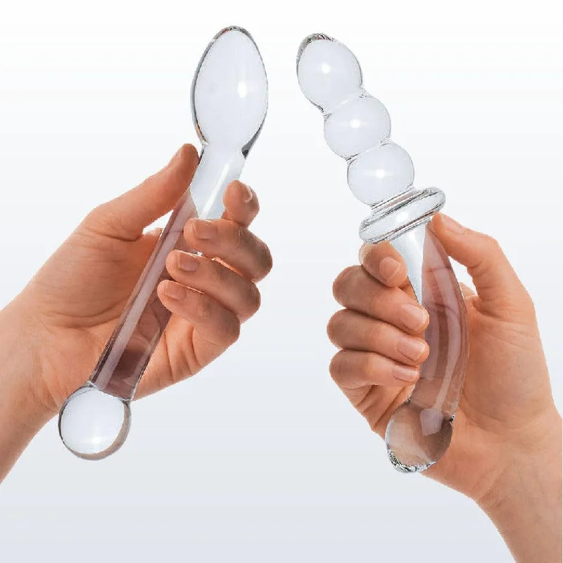 anal toys with subtle vibes-Gläs G-Spot Pleasure Glass Dildo and Butt Plug Set