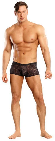 men’s alpaca trunks-Stretch Lace Mini Short - Black - Large