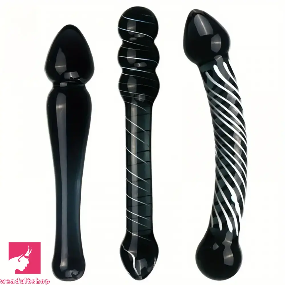 anal toys with chrome finish-7.68in 7.87in Glass Masturbation Device Dildo For Anal Vaginal Sex Love