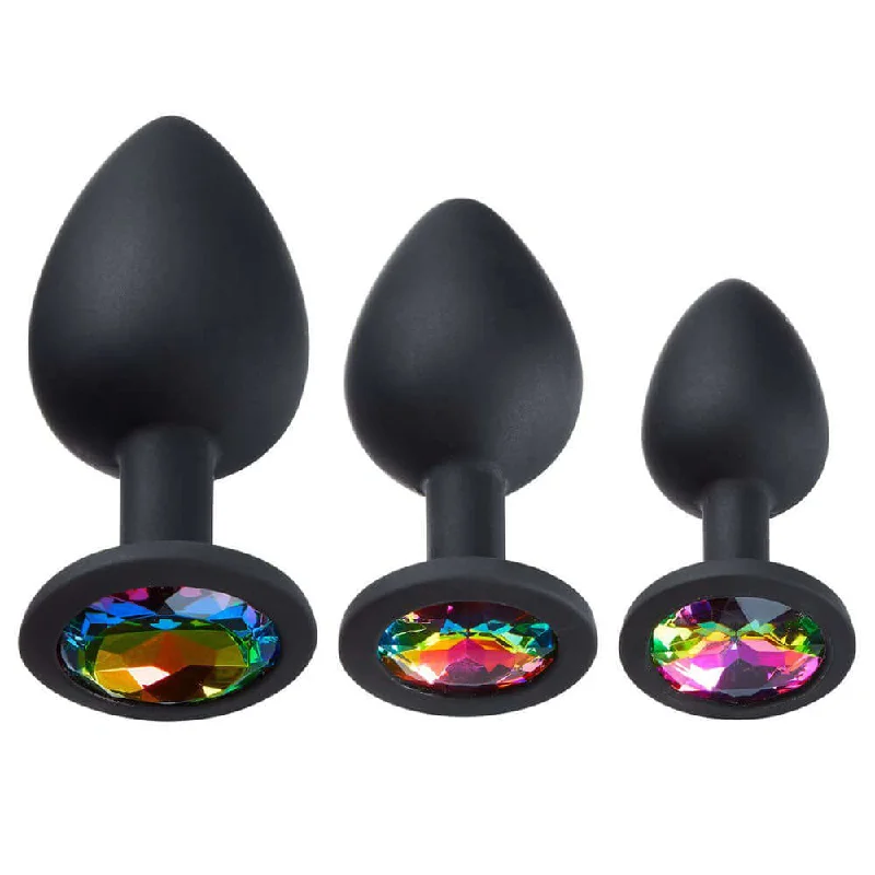 anal toys for cozy fun-Cloud 9 Novelties Gems Silicone Anal Plug - Includes Small, Med & Large Size