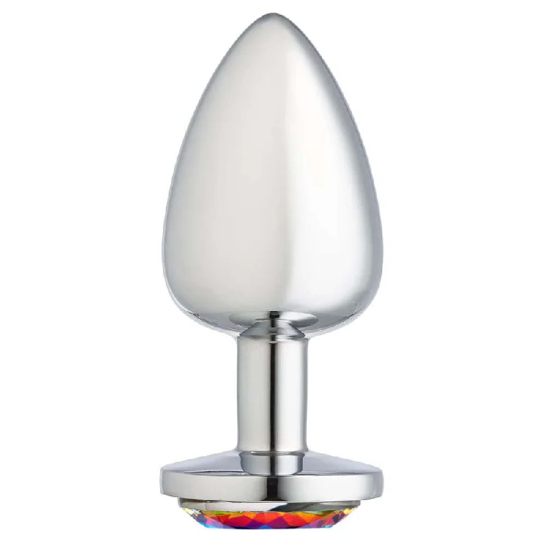 anal toys for first bliss-Cloud 9 Novelties Gems Silver Chromed Anal Plug - Large