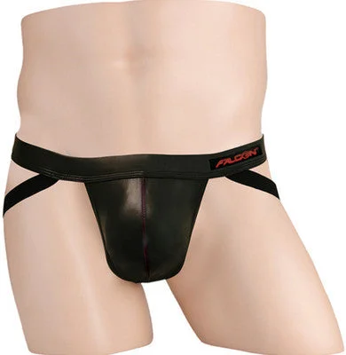 airy tweed panties-Falcon Wet Look Jock - Black - Extra Large