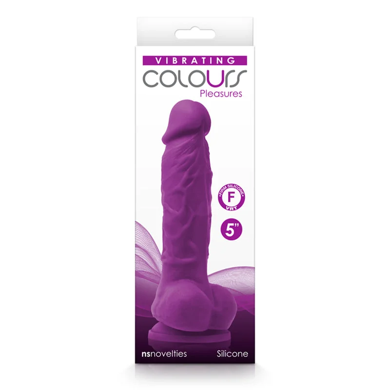 vegan lingerie set-Dildo-stared-Colours Pleasures Vibrating 5" Dildo - Purple