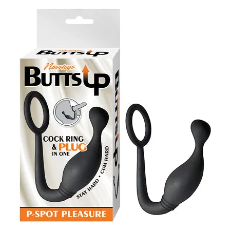 anal toys for shared vibes-Nasstoys Butts Up P-Spot Pleasure Silicone Cock Ring & Anal Plug Black