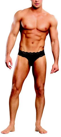 men’s suede briefs-Micro Thong Pinch Back - Black - Large/Extra Large