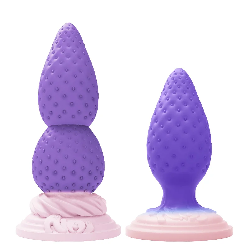 anal toys with glossy coating-AIMITEX Strawberry Butt Plug Silicone Anal Sex Toy