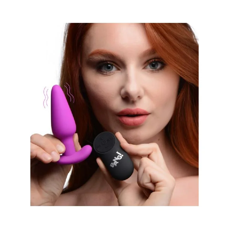 cock ring peak fit-21x Silicone Butt Plug With Remote - Purple