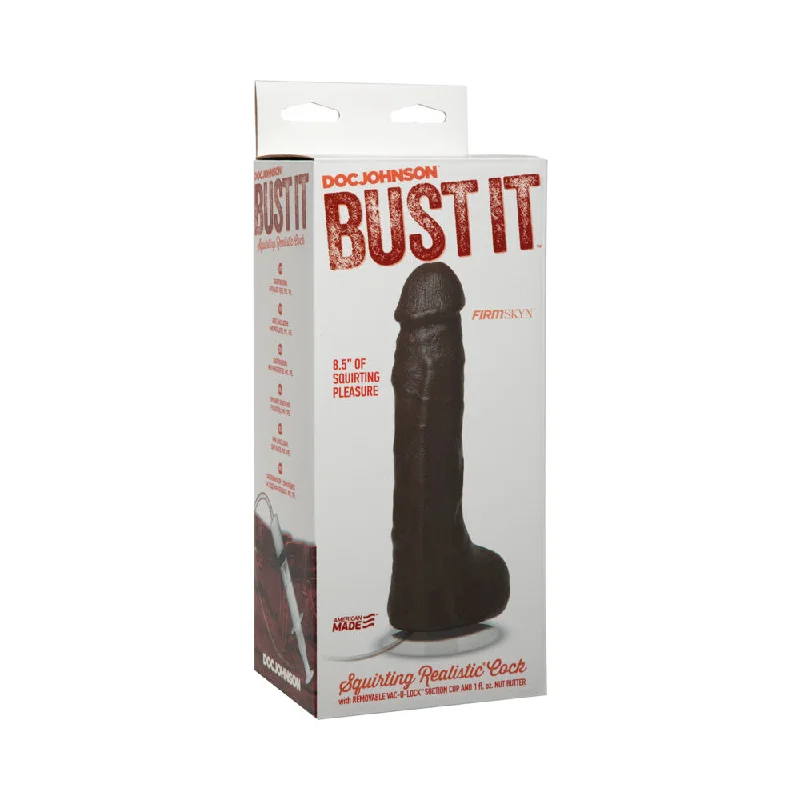 cock ring swift texture-Bust It Squirting Realistic Cock Black w/1oz Nut Butter