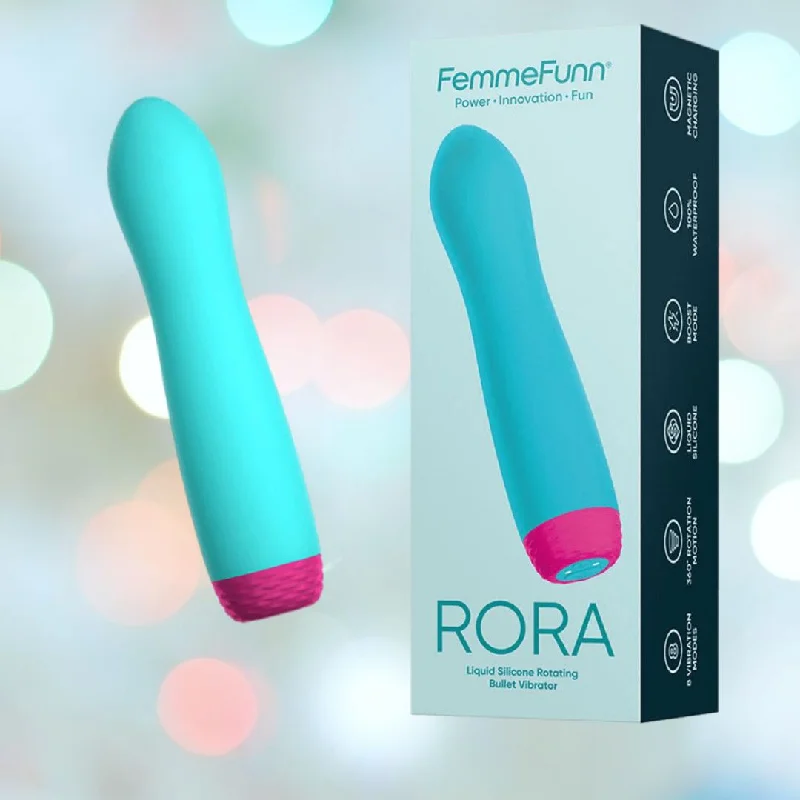 anal toys for quiet pleasure-Femme Funn Rora Rotating Bullet Vibrator - Turquoise