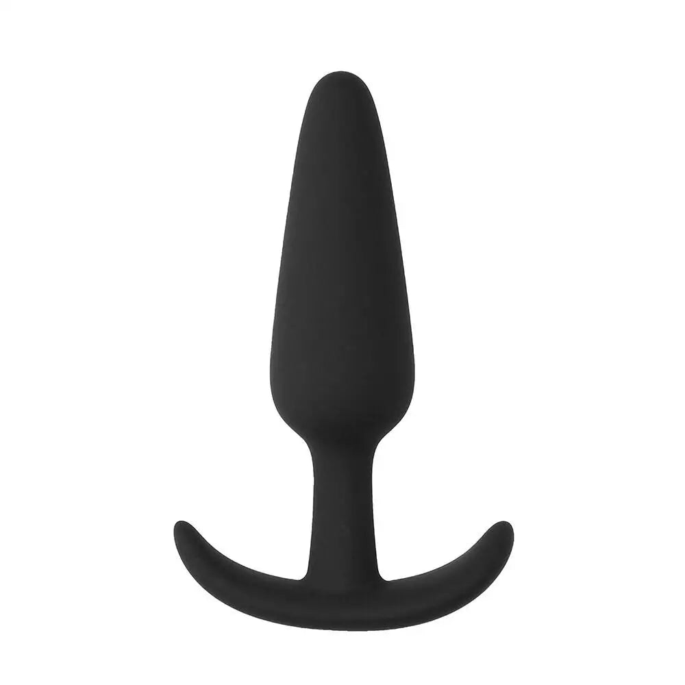 cock ring sleek grip-Shots Silicone Black Slim Small Butt Plug for Beginners